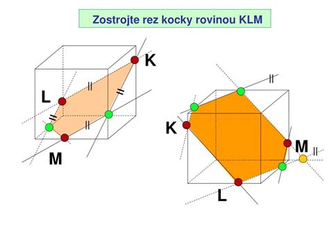 Konštrukcia rezu kocky rovinou KLM