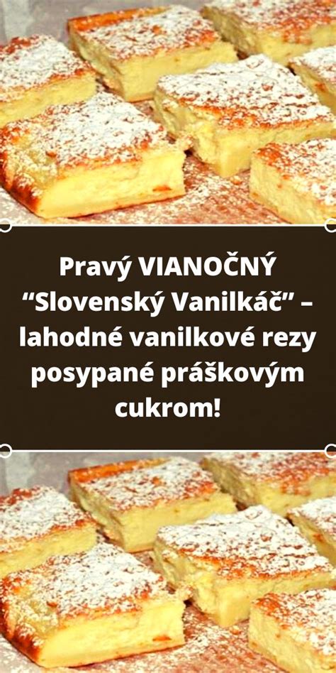 Hotové vanilkové rezy s polevou a posypané práškovým cukrom