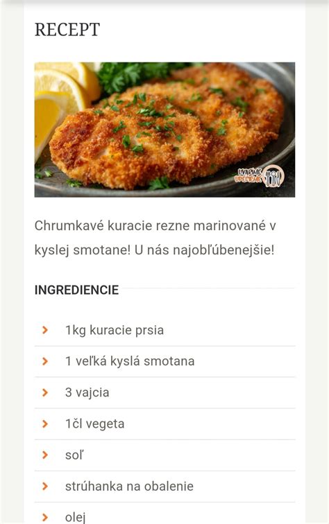Základné ingrediencie pre rezne