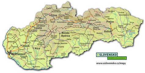 Mapa Slovenska s označením Nitrianskeho a Trnavského kraja