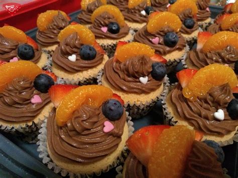 Cupcakes s čokoládovým krémom a ovocím