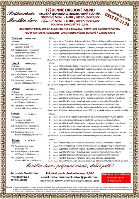 Ilustračná fotografia obedového menu