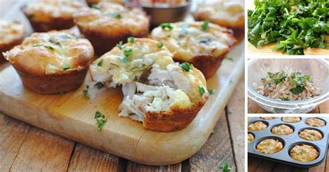Slané muffiny s kuracím mäsom a syrom v plechu