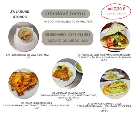 Ukážka denného menu v reštaurácii