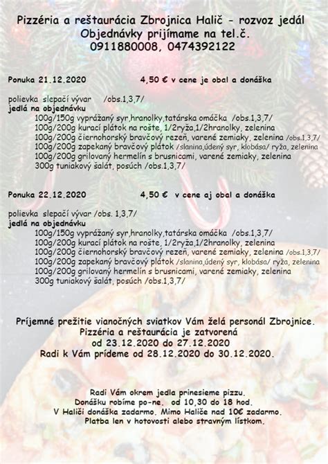 Ukážka týždenného jedálneho lístka