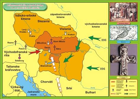 Mapa Veľkomoravskej ríše v čase jej najväčšieho rozmachu