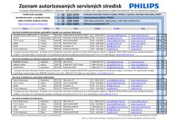 Zoznam autorizovaných servisných stredísk Sencor