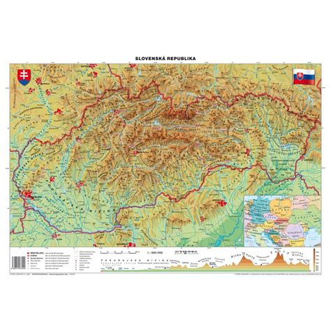 Historická mapa s pohoriami Slovenska