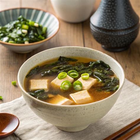 Miska miso polievky s tofu a riasami