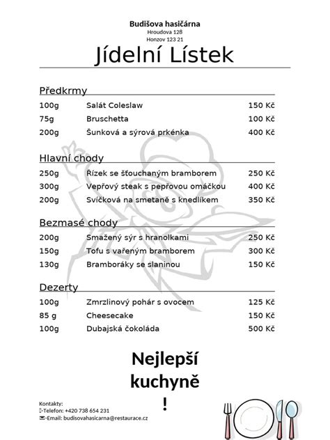 Ukážka denného menu s cenami