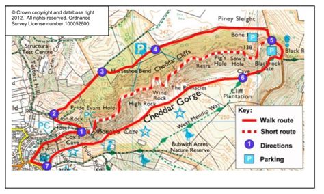 Mapa oblasti Cheddar Gorge a priľahlých regiónov v Anglicku
