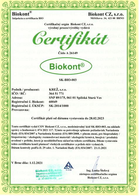 Pole s ražou a bio certifikát