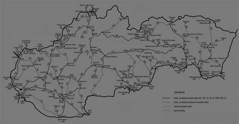 Mapa železničných tratí v okolí Kraľovian