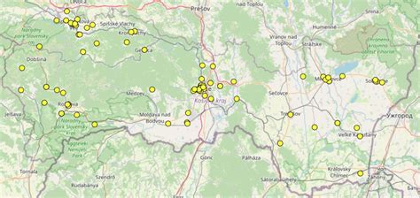 Mapa školských jedální v Košickom kraji