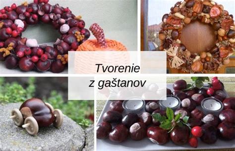 Jesenná dekorácia z gaštanov a listov