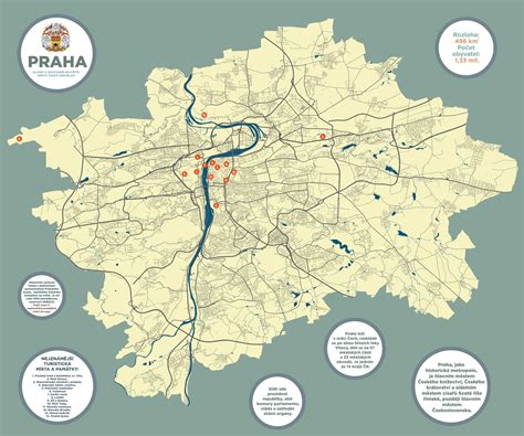 Mapa Prahy s vyznačenými výdajnými miestami BIO fariem