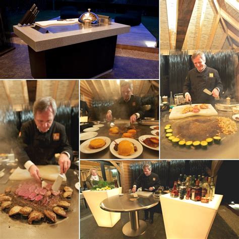 Ľudia spoločne pripravujú jedlo na Teppanyaki stole Qookingtable