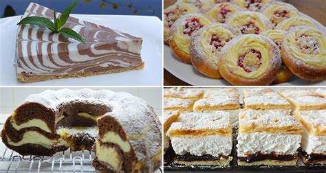 Koláž rôznych tvarohových dezertov