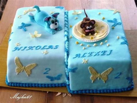 Torta pre dvojičky s kombinovanými motívmi