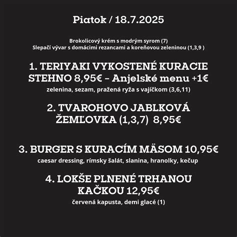 Ukážka denného menu s troma chodmi