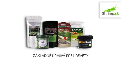 Rôzne druhy krmiva pre krevety