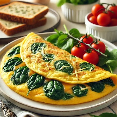 Fitness špenátová omeleta s čerstvou zeleninou
