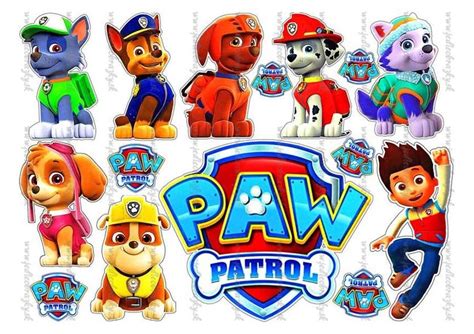 Rôzne postavičky z Paw Patrol na jedlej oblátke