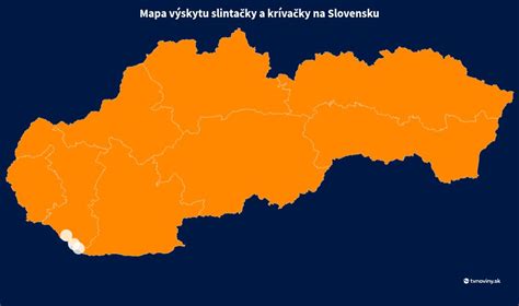 Mapa rozšírenia slintačky a krívačky na Slovensku a v susedných krajinách