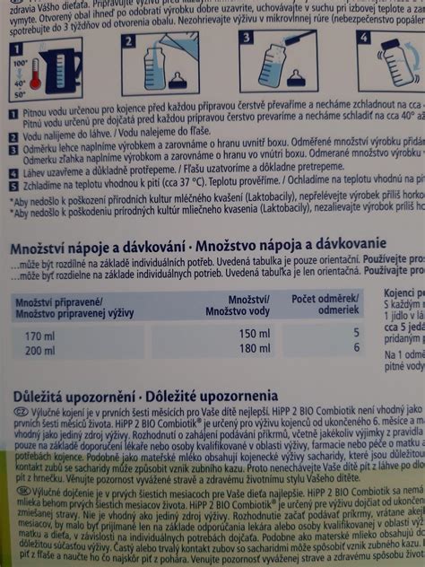 Tabuľka dávkovania umelého mlieka