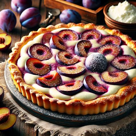 Koláč s tvarohovou náplňou a slivkami