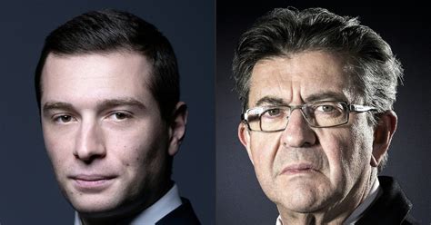 Koláž: Hlavné tváre francúzskej politiky (Macron, Le Penová, Mélenchon, Bardella)