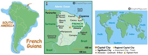 Mapa Francúzskej Guyany