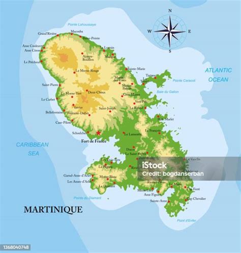 Mapa ostrova Martinik