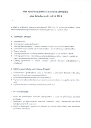 Schéma procesov kontrolnej činnosti obce