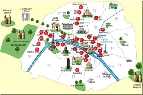 Mapa ikonických pamiatok Paríža