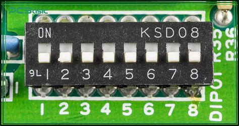 Ukážka DIP prepínačov na elektronickej doske