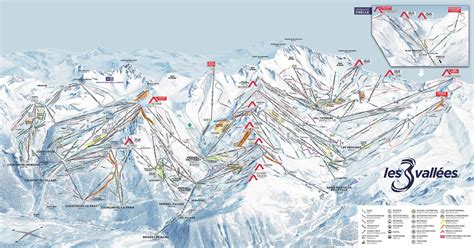 Mapa Les 3 Vallées s vyznačenými strediskami