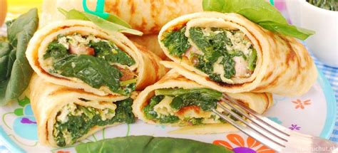 Zloženie palacinky s kuracím mäsom a špenátom