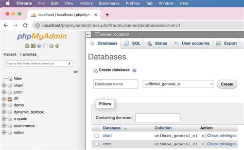 Rozhranie phpMyAdmin pre SQL príkazy