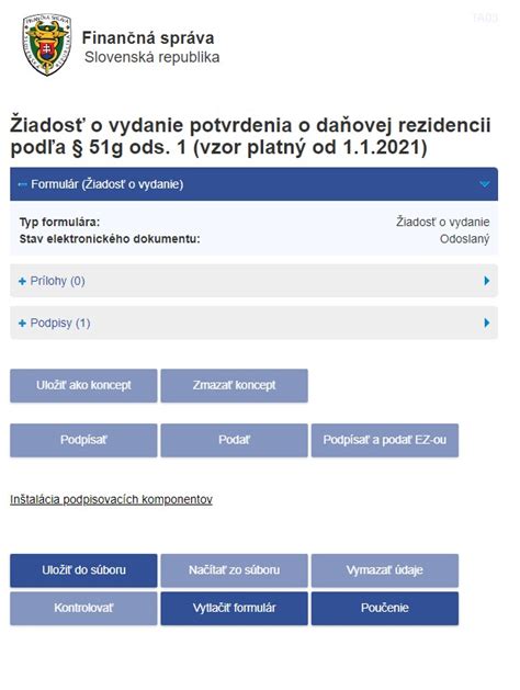 Screenshot: Rozhranie portálu Finančnej správy s možnosťami prihlásenia