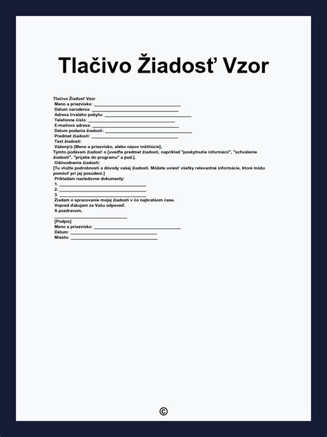 Vzor žiadosti o ocenenie jubilanta s vyznačenými poliami na vyplnenie informácií