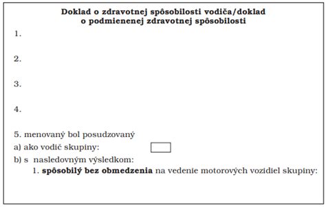 Schéma posudzovania zdravotnej a psychickej spôsobilosti vodičov