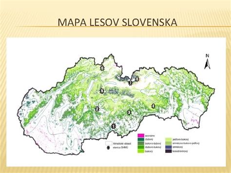 Mapa rozloženia lesov na Slovensku