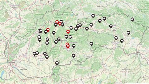 Mapa priemyselných centier pre spracovanie plechu na Slovensku