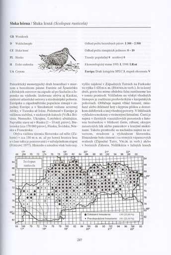 Mapka výskytu chránených druhov vtákov na Slovensku