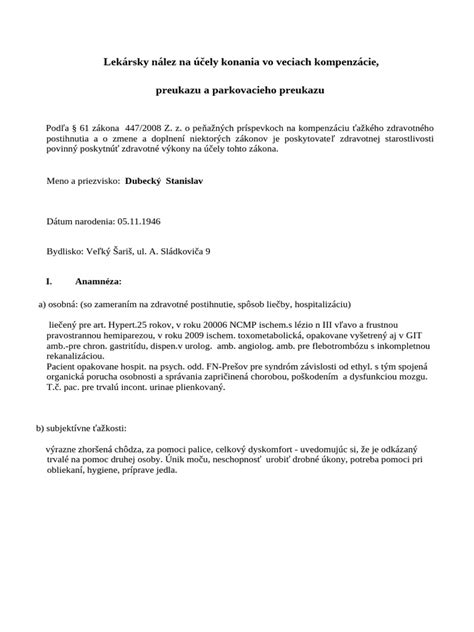 Zoznam ochorení pre priznanie parkovacieho preukazu