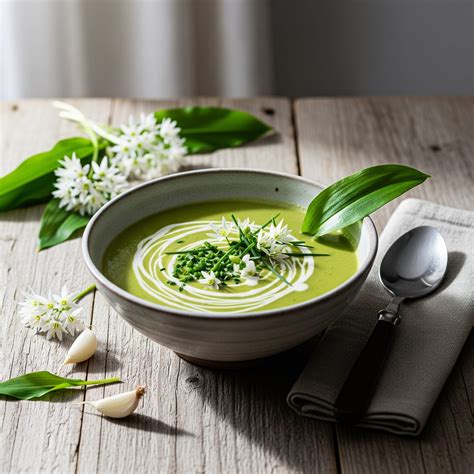 servírovanie polievky z medvedieho cesnaku