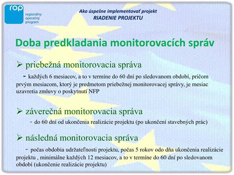 Schéma predkladania monitorovacích správ