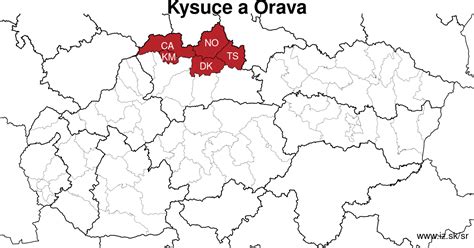 Mapa regiónu Orava