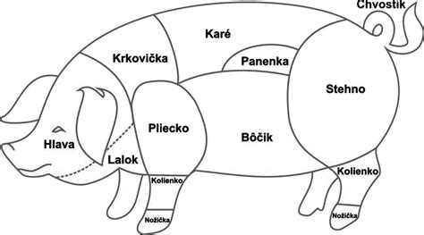 Rôzne druhy bravčového mäsa na pečenie